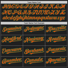 Load image into Gallery viewer, Custom Black Kelly Green Pinstripe Orange Two-Button Unisex Softball Jersey
