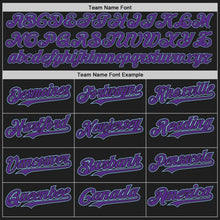 Laden Sie das Bild in den Galerie-Viewer, Custom Black Light Blue Pinstripe Purple Two-Button Unisex Softball Jersey

