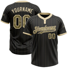 Load image into Gallery viewer, Custom Black Cream Pinstripe Camo Two-Button Unisex Softball Jersey
