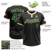 Load image into Gallery viewer, Custom Black Cream Pinstripe Green Two-Button Unisex Softball Jersey
