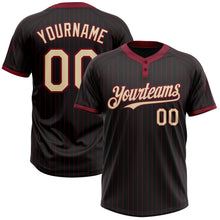 Load image into Gallery viewer, Custom Black Crimson Pinstripe Cream Two-Button Unisex Softball Jersey
