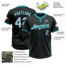 Load image into Gallery viewer, Custom Black Teal Pinstripe Gray Two-Button Unisex Softball Jersey
