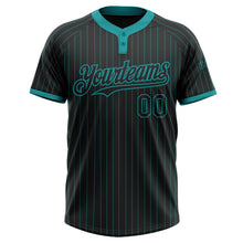 Load image into Gallery viewer, Custom Black Teal Pinstripe Teal Two-Button Unisex Softball Jersey
