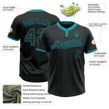Load image into Gallery viewer, Custom Black Teal Pinstripe Teal Two-Button Unisex Softball Jersey
