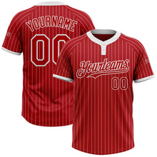 Загрузить изображение в средство просмотра галереи, Custom Red White Pinstripe White Two-Button Unisex Softball Jersey

