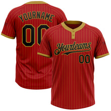 Laden Sie das Bild in den Galerie-Viewer, Custom Red Old Gold Pinstripe Black Two-Button Unisex Softball Jersey
