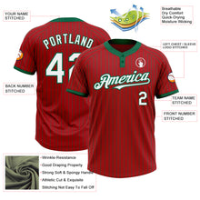 Load image into Gallery viewer, Custom Red Kelly Green Pinstripe Kelly Green Two-Button Unisex Softball Jersey
