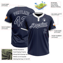 Laden Sie das Bild in den Galerie-Viewer, Custom Navy White Pinstripe White Two-Button Unisex Softball Jersey
