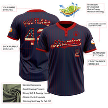 Laden Sie das Bild in den Galerie-Viewer, Custom Navy Red Pinstripe Vintage USA Flag Two-Button Unisex Softball Jersey
