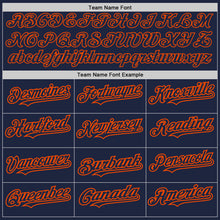 Load image into Gallery viewer, Custom Navy Orange Pinstripe Orange Two-Button Unisex Softball Jersey
