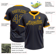 Laden Sie das Bild in den Galerie-Viewer, Custom Navy Gold Pinstripe Gold Two-Button Unisex Softball Jersey
