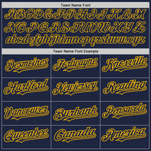 Laden Sie das Bild in den Galerie-Viewer, Custom Navy Gold Pinstripe Gold Two-Button Unisex Softball Jersey
