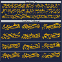 Load image into Gallery viewer, Custom Navy Gold Pinstripe Gold Two-Button Unisex Softball Jersey
