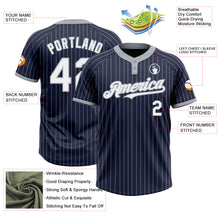 Load image into Gallery viewer, Custom Navy Gray Pinstripe White Two-Button Unisex Softball Jersey
