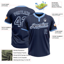 Laden Sie das Bild in den Galerie-Viewer, Custom Navy Light Blue Pinstripe White Two-Button Unisex Softball Jersey
