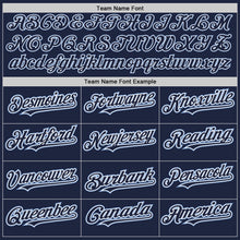 Laden Sie das Bild in den Galerie-Viewer, Custom Navy Light Blue Pinstripe White Two-Button Unisex Softball Jersey
