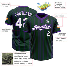 Laden Sie das Bild in den Galerie-Viewer, Custom Green Purple Pinstripe White Two-Button Unisex Softball Jersey
