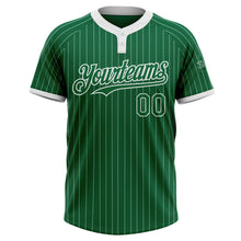 Laden Sie das Bild in den Galerie-Viewer, Custom Kelly Green White Pinstripe White Two-Button Unisex Softball Jersey
