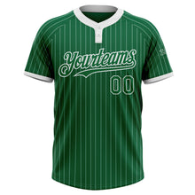 Load image into Gallery viewer, Custom Kelly Green White Pinstripe White Two-Button Unisex Softball Jersey
