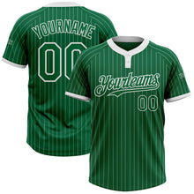 Laden Sie das Bild in den Galerie-Viewer, Custom Kelly Green White Pinstripe White Two-Button Unisex Softball Jersey
