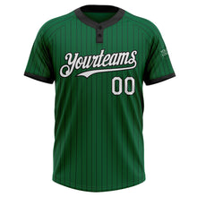 Laden Sie das Bild in den Galerie-Viewer, Custom Kelly Green Black Pinstripe White Two-Button Unisex Softball Jersey
