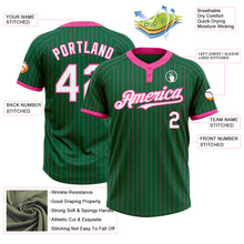 Laden Sie das Bild in den Galerie-Viewer, Custom Kelly Green Pink Pinstripe White Two-Button Unisex Softball Jersey
