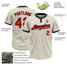 Load image into Gallery viewer, Custom Cream Black Pinstripe Red Two-Button Unisex Softball Jersey
