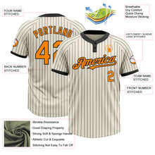 Laden Sie das Bild in den Galerie-Viewer, Custom Cream Black Pinstripe Bay Orange Two-Button Unisex Softball Jersey
