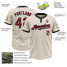 Laden Sie das Bild in den Galerie-Viewer, Custom Cream Black Pinstripe Crimson Two-Button Unisex Softball Jersey
