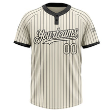 Laden Sie das Bild in den Galerie-Viewer, Custom Cream Black Pinstripe Black Two-Button Unisex Softball Jersey
