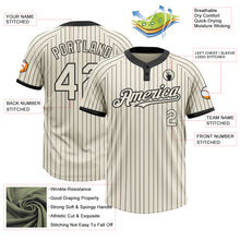 Load image into Gallery viewer, Custom Cream Black Pinstripe Black Two-Button Unisex Softball Jersey
