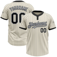 Load image into Gallery viewer, Custom Cream Black Pinstripe Gray Two-Button Unisex Softball Jersey
