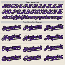Load image into Gallery viewer, Custom Cream Black Pinstripe Purple Two-Button Unisex Softball Jersey
