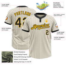 Laden Sie das Bild in den Galerie-Viewer, Custom Cream Black Pinstripe Gold Two-Button Unisex Softball Jersey
