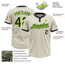 Load image into Gallery viewer, Custom Cream Black Pinstripe Neon Green Two-Button Unisex Softball Jersey
