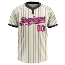 Laden Sie das Bild in den Galerie-Viewer, Custom Cream Black Pinstripe Pink Two-Button Unisex Softball Jersey
