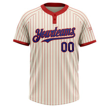 Load image into Gallery viewer, Custom Cream Red Pinstripe Royal Two-Button Unisex Softball Jersey
