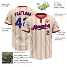 Load image into Gallery viewer, Custom Cream Red Pinstripe Royal Two-Button Unisex Softball Jersey
