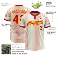 Laden Sie das Bild in den Galerie-Viewer, Custom Cream Red Pinstripe Gold Two-Button Unisex Softball Jersey
