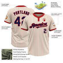 Load image into Gallery viewer, Custom Cream Red Pinstripe Navy Two-Button Unisex Softball Jersey
