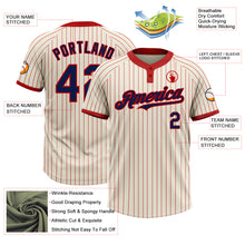 Загрузить изображение в средство просмотра галереи, Custom Cream Red Pinstripe Navy Two-Button Unisex Softball Jersey
