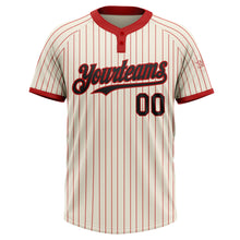 Laden Sie das Bild in den Galerie-Viewer, Custom Cream Red Pinstripe Black Two-Button Unisex Softball Jersey
