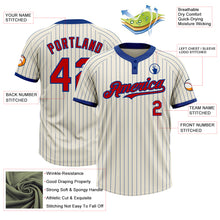 Load image into Gallery viewer, Custom Cream Royal Pinstripe Red Two-Button Unisex Softball Jersey
