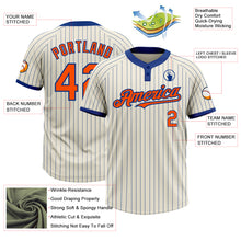 Laden Sie das Bild in den Galerie-Viewer, Custom Cream Royal Pinstripe Orange Two-Button Unisex Softball Jersey
