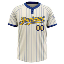 Laden Sie das Bild in den Galerie-Viewer, Custom Cream Royal Pinstripe Yellow Two-Button Unisex Softball Jersey
