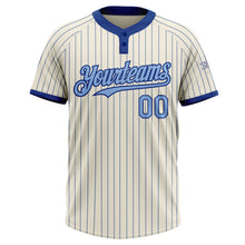 Laden Sie das Bild in den Galerie-Viewer, Custom Cream Royal Pinstripe Light Blue Two-Button Unisex Softball Jersey
