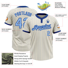 Laden Sie das Bild in den Galerie-Viewer, Custom Cream Royal Pinstripe Light Blue Two-Button Unisex Softball Jersey
