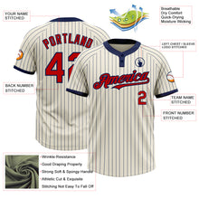 Load image into Gallery viewer, Custom Cream Navy Pinstripe Red Two-Button Unisex Softball Jersey

