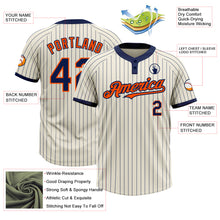 Load image into Gallery viewer, Custom Cream Navy Pinstripe Orange Two-Button Unisex Softball Jersey
