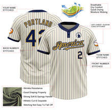 Laden Sie das Bild in den Galerie-Viewer, Custom Cream Navy Pinstripe Old Gold Two-Button Unisex Softball Jersey
